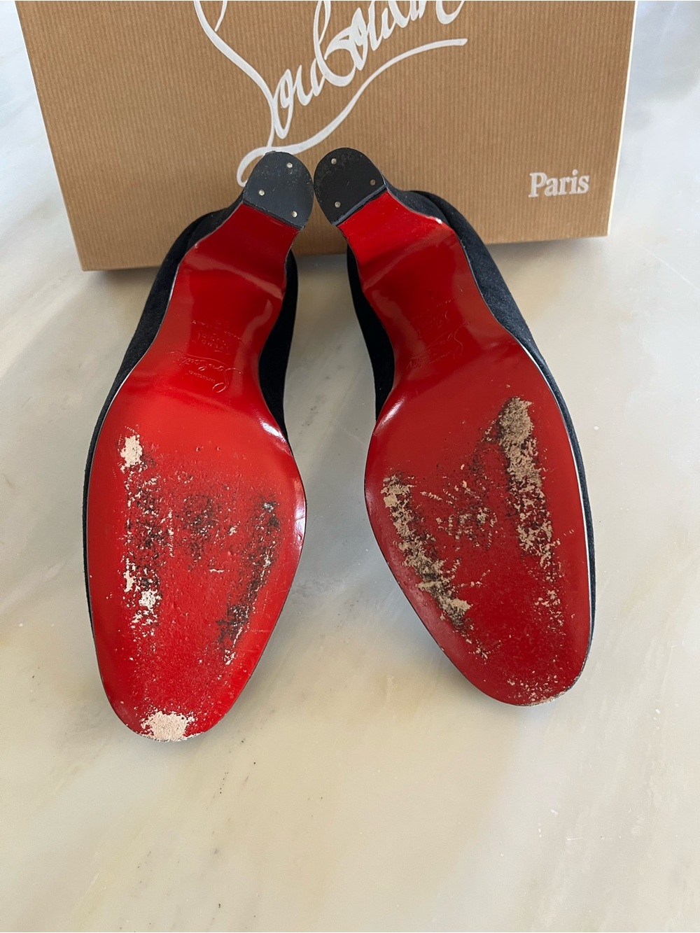 Christian Louboutin Black Suede Round-Toe Pumps - size 37 - Picture 14 of 14